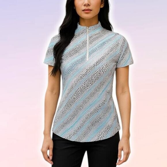 CHICO'S Weekends Patterned Zip Top Size Small - Picture 1 of 7